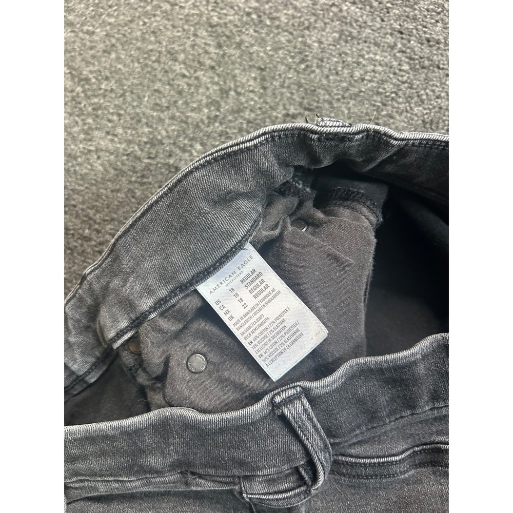 American Eagle Curvy Highest Rise Flare Jeans Gray Womens 18 Button Fly Boho - Picture 7 of 9